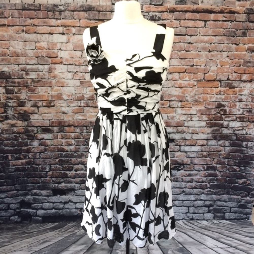 WHBM Black White Silk Blend Dress 4